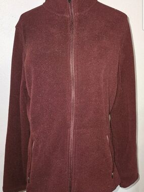 Eddie Bauer Maroon Full-Zip Medium Womens Polartec Fleece 100% Polyester